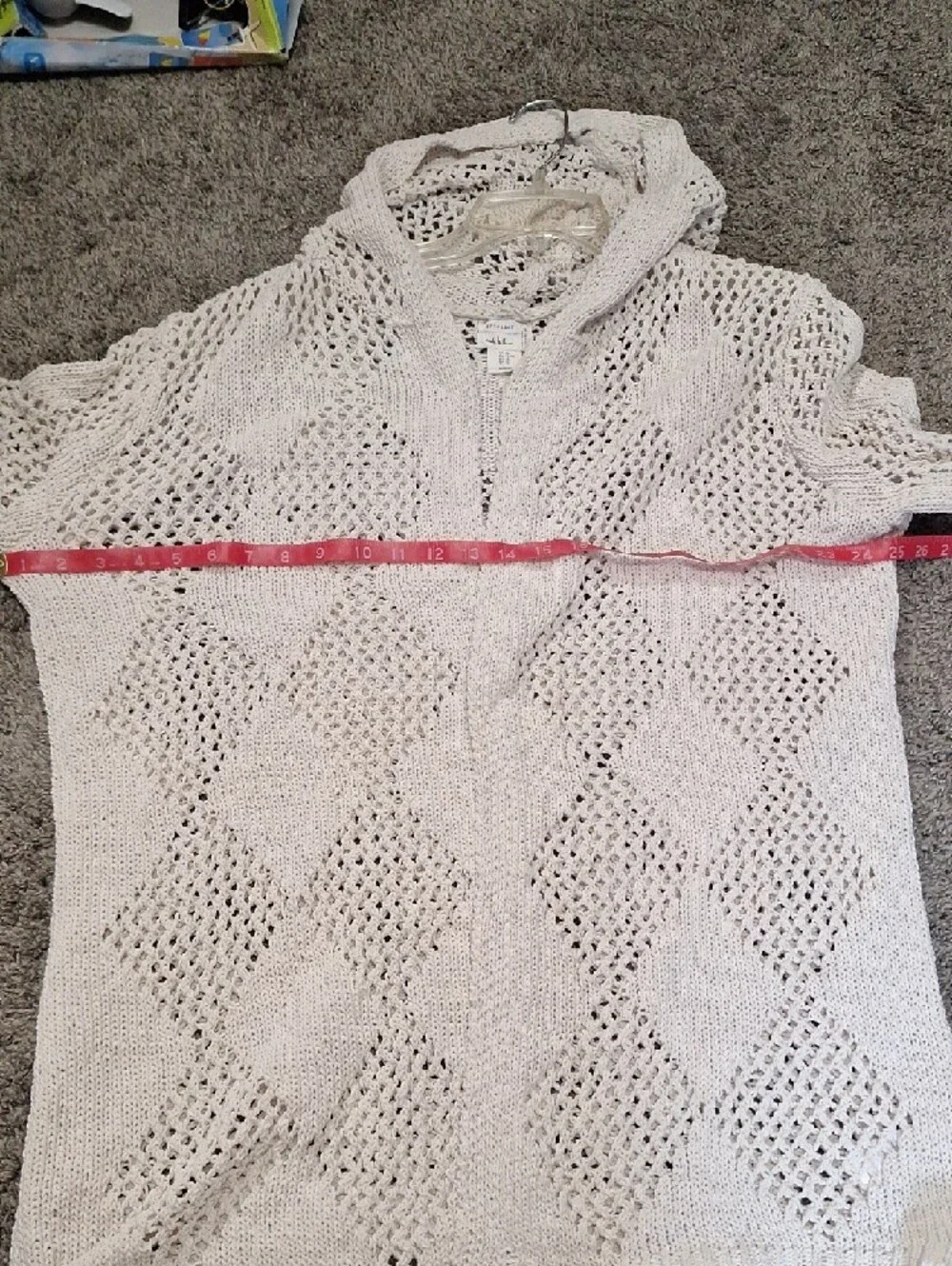 Nicole Miller Artelier crochet open-knit cardigan with a boho hood - XL - Bone
